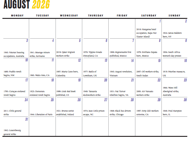WCH 2026 Wall Calendar – Working Class History | Shop