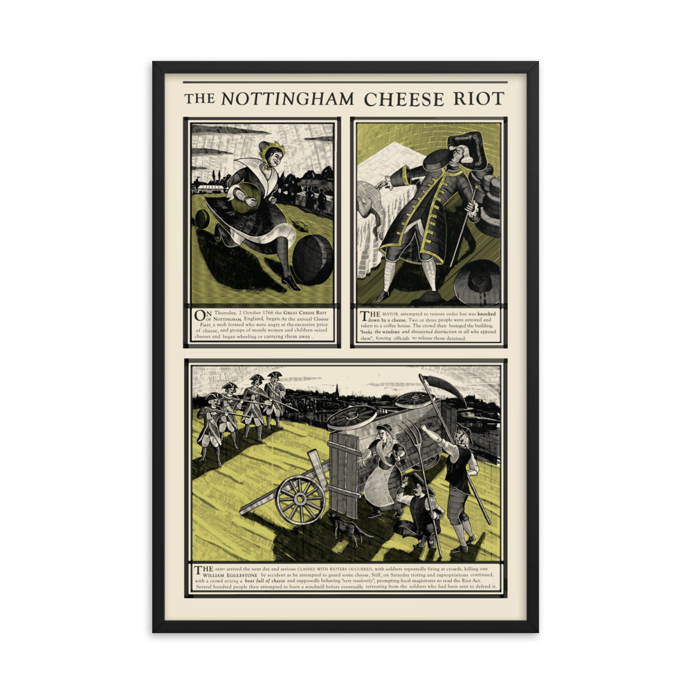 Nottingham Cheese Riot Framed Colour Poster – Working Class History | Shop